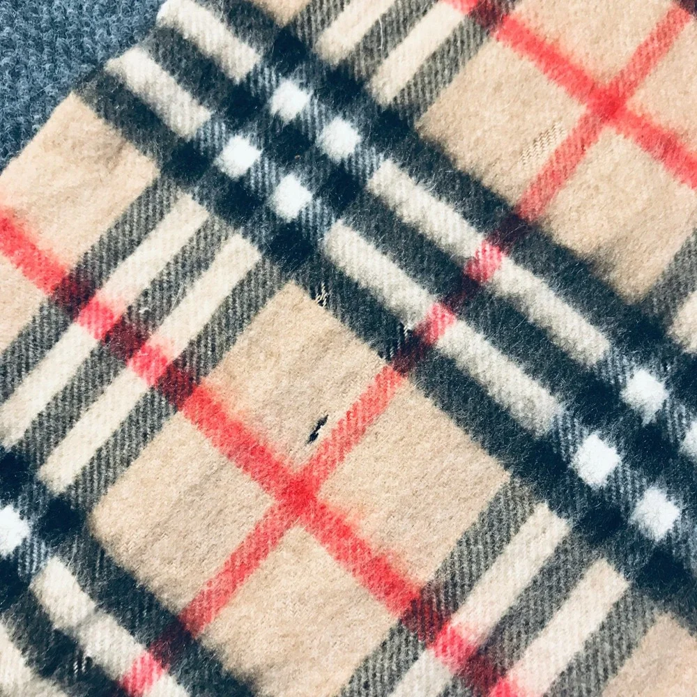 Burberry Nova Check Scarf Unisex OS Beige Distressed Fringed Vintage Plaid READ